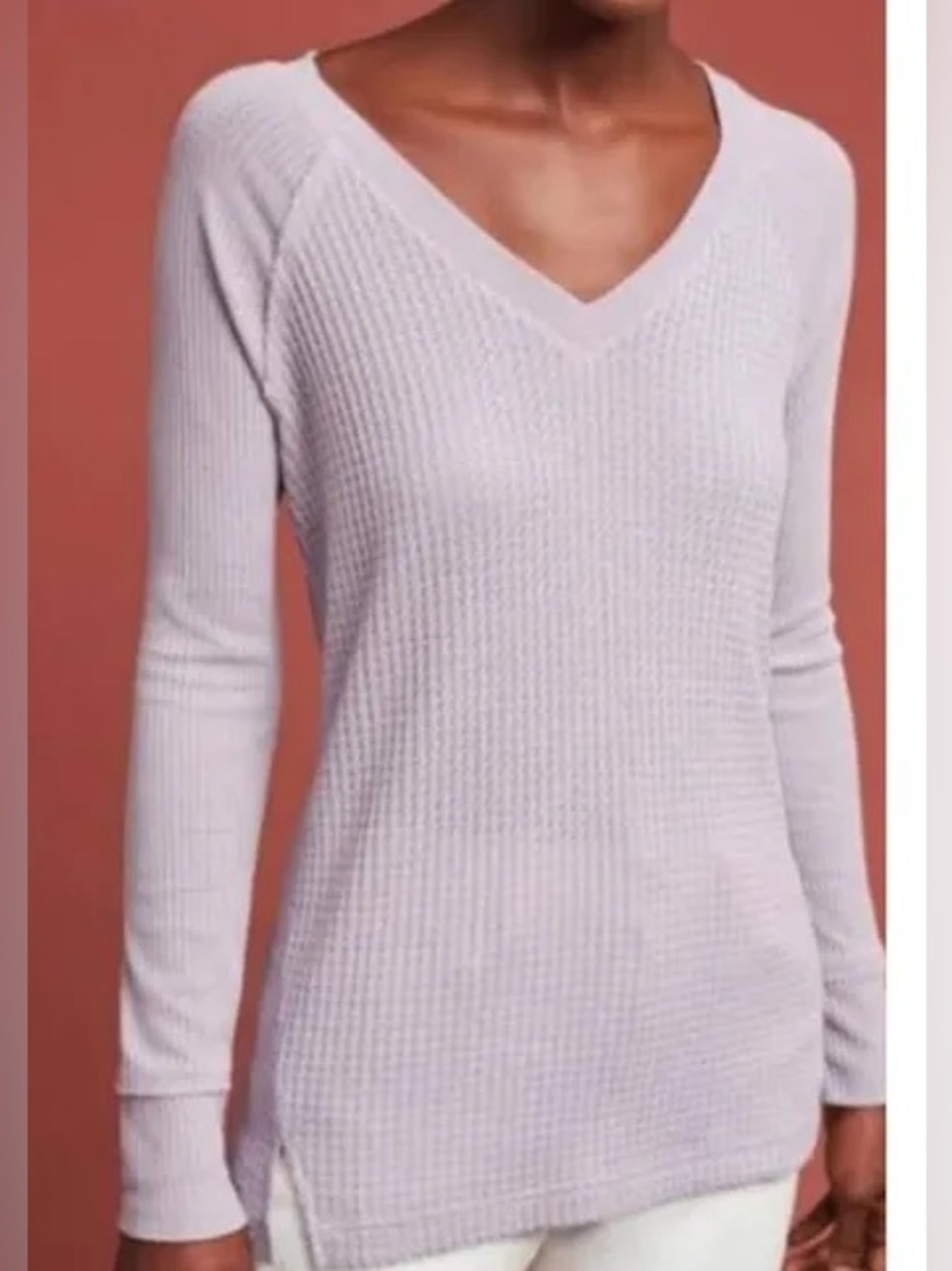 Maeve Pearson Lavender Waffle Knit Top - Picture 2 of 6